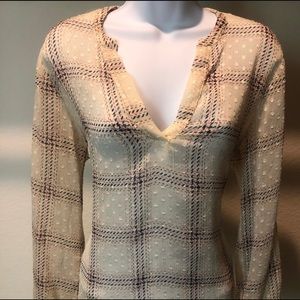 Sheer Plaid Blouse - womens size small - super cute!!